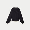 Blouse ample pliss&eacute;e manches longues noir femme