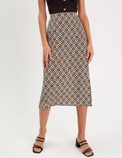 Jupe midi évasée blanc femme
