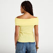 Top col bardot jaune pastel femme