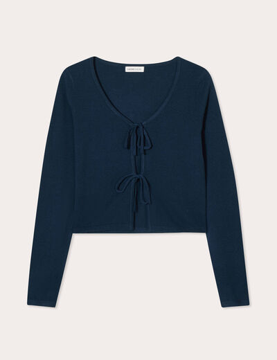 Gilet avec broderie bleu marine femme