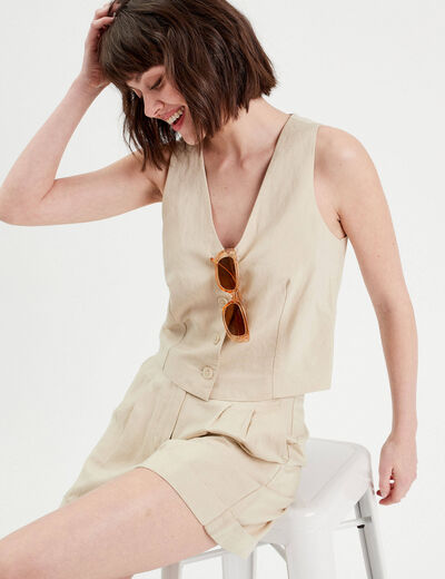 Veston sans manches beige femme