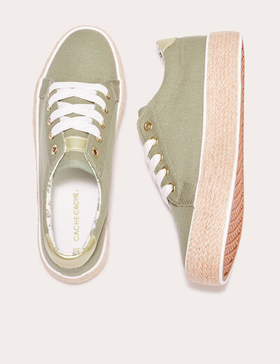 Espadrilles plates vert kaki femme