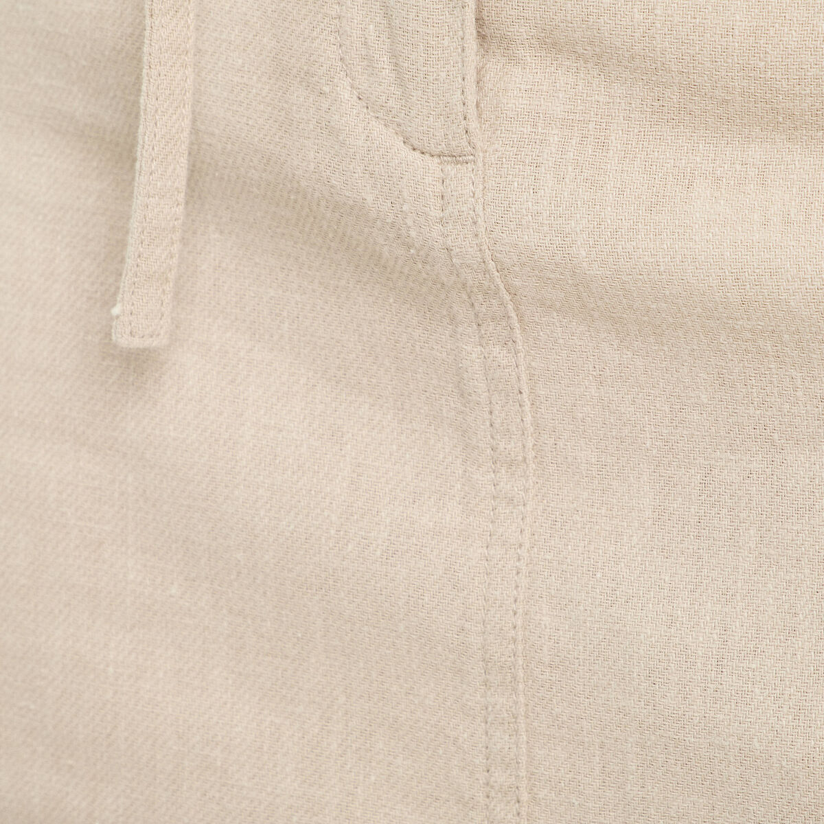 Jupe droite contenant du lin beige femme