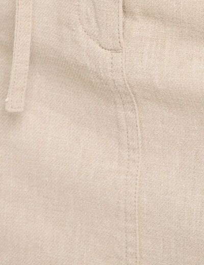 Jupe droite contenant du lin beige femme