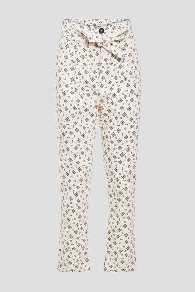 Pantalon paperbag blanc femme
