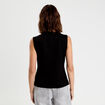 Gilet sans manches tweed noir femme