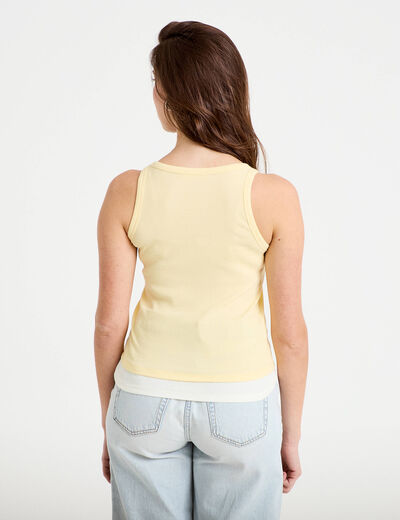 D&eacute;bardeur ajust&eacute; col rond jaune pastel femme