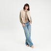 Blouse smockée manches longues vert kaki femme