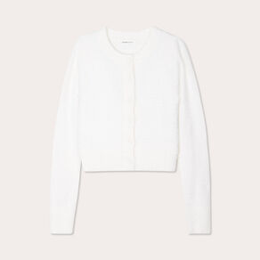 Gilet manches longues cropped ecru femme
