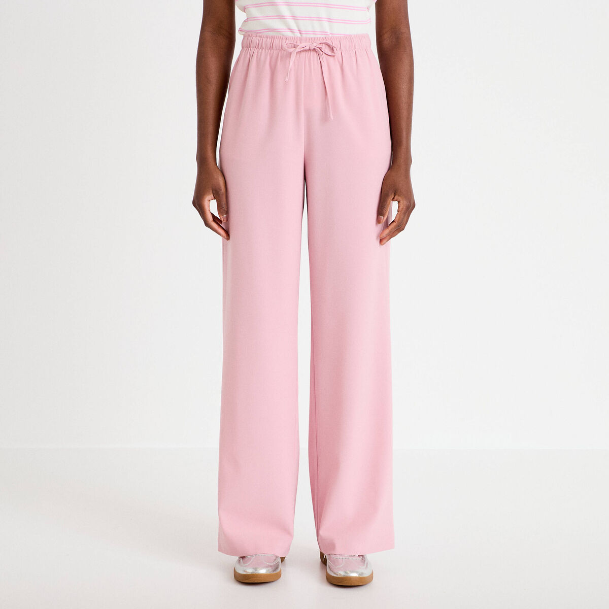 Pantalon large vieux rose femme