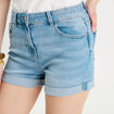 Short slim en jean denim bleach femme