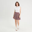 Jupe-short patineuse marron cognac femme