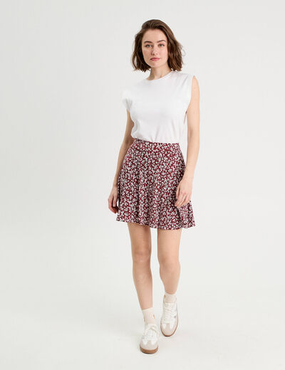 Jupe-short patineuse marron cognac femme