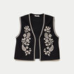 Gilet droit court sans manches noir femme