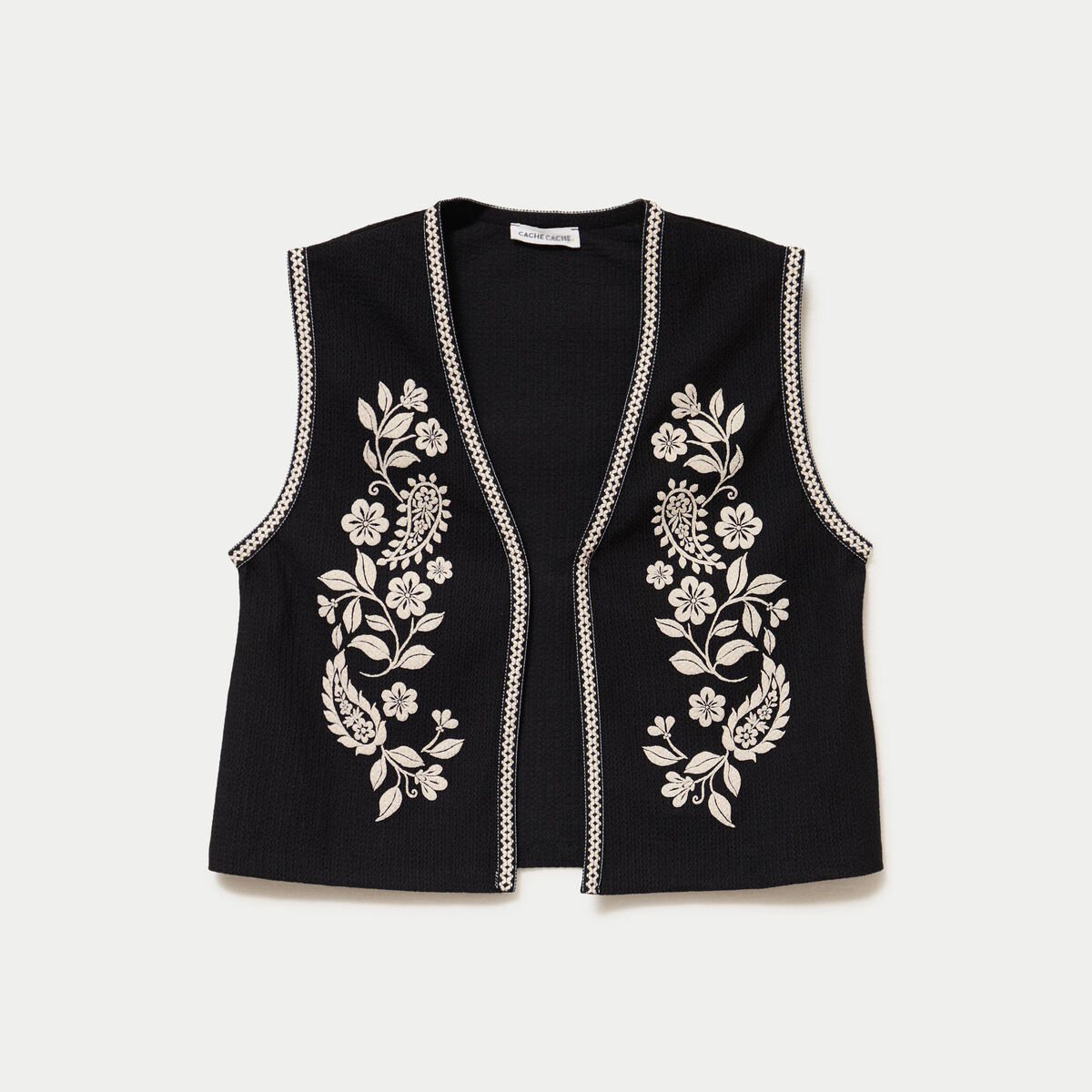 Gilet droit court sans manches noir femme