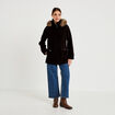 Manteau mi-long &agrave; capuche noir femme