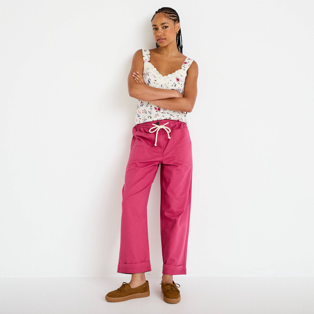 Pantalon taille standard prune femme