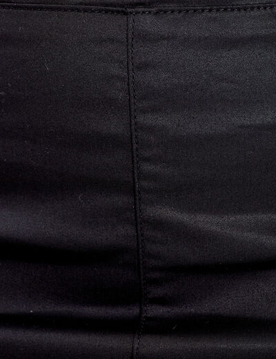 Jupe droite denim noir enduit femme