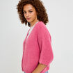 Gilet ample col v manches 3/4 vieux rose femme