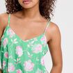 Top court col v bretelles fines vert fluo femme