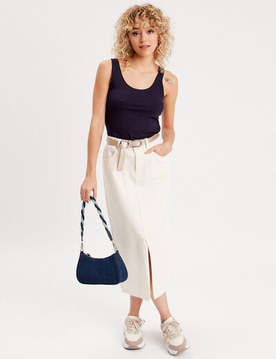 Débardeur bretelles larges bleu marine femme