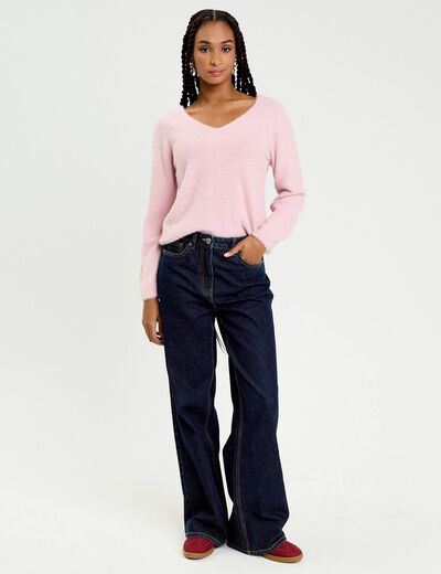 Pull d&eacute;tails coeur rose pastel femme