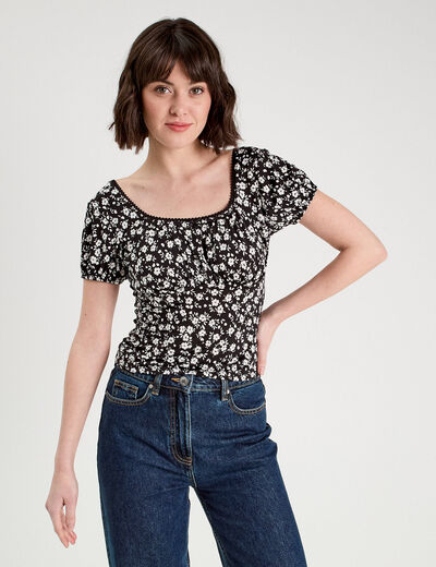 Blouse manches courtes noir femme