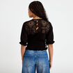 Blouse manches courtes smock&eacute;e noir femme