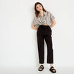 Pantalon droit 7/8&egrave;me taille haute noir femme