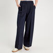 Pantalon large à pinces bleu marine femme