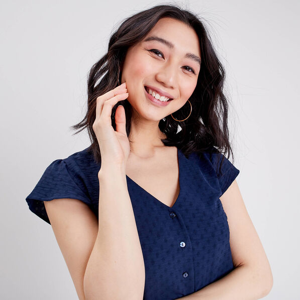 Blouse manches courtes bleu marine femme