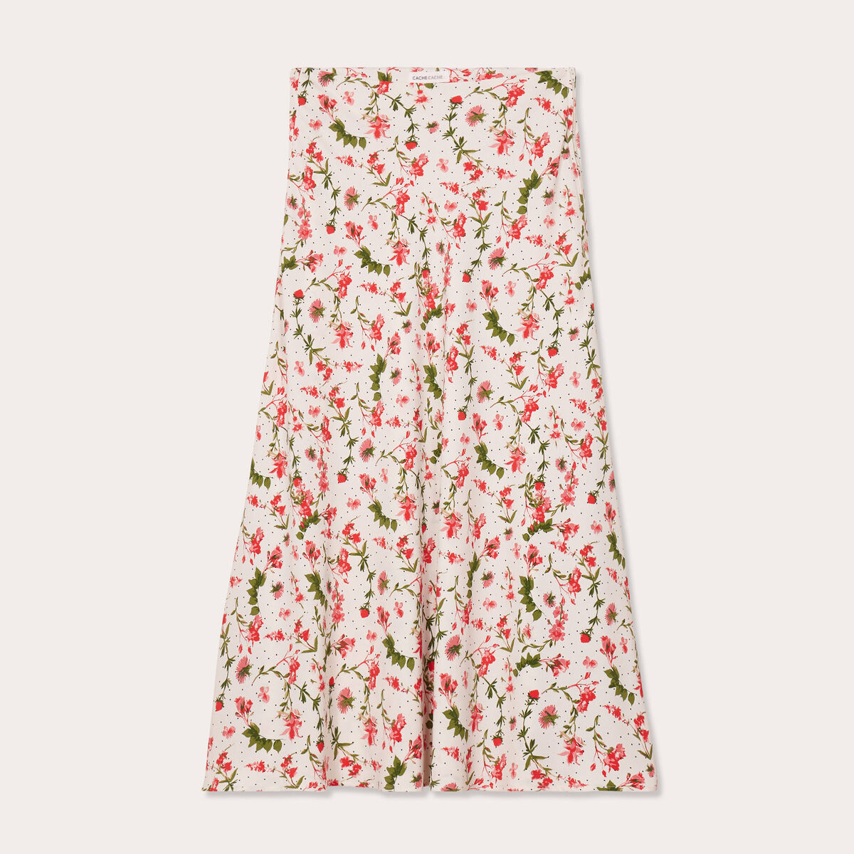 Jupe midi évasée fluide blanc femme