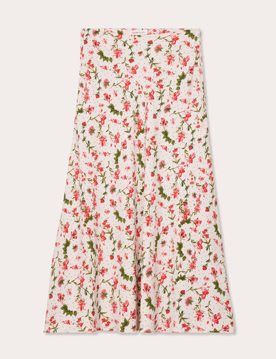 Jupe midi évasée fluide blanc femme