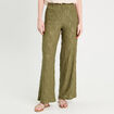 Pantalon large ajour&eacute; vert kaki femme