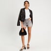 Short mom taille haute en jean denim gris femme