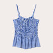Blouse smockée bretelles fines bleu clair femme