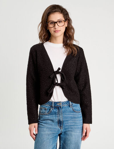 Gilet effet polaire noué noir femme