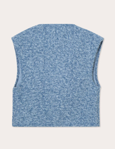Gilet fausse fourrure bleu clair femme