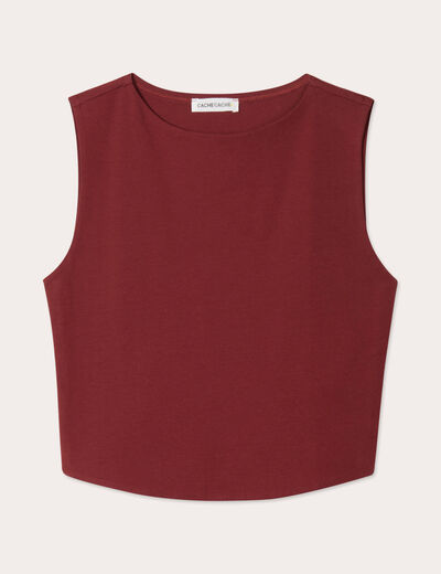 Débardeur cropped marron cognac femme