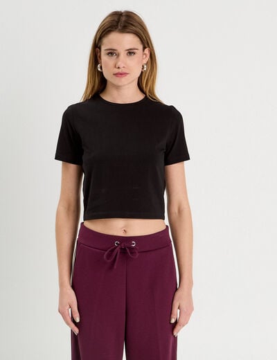 T-shirt cropped noir femme