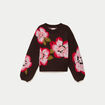 Pull ample col rond manches longues marron fonc&eacute; femme