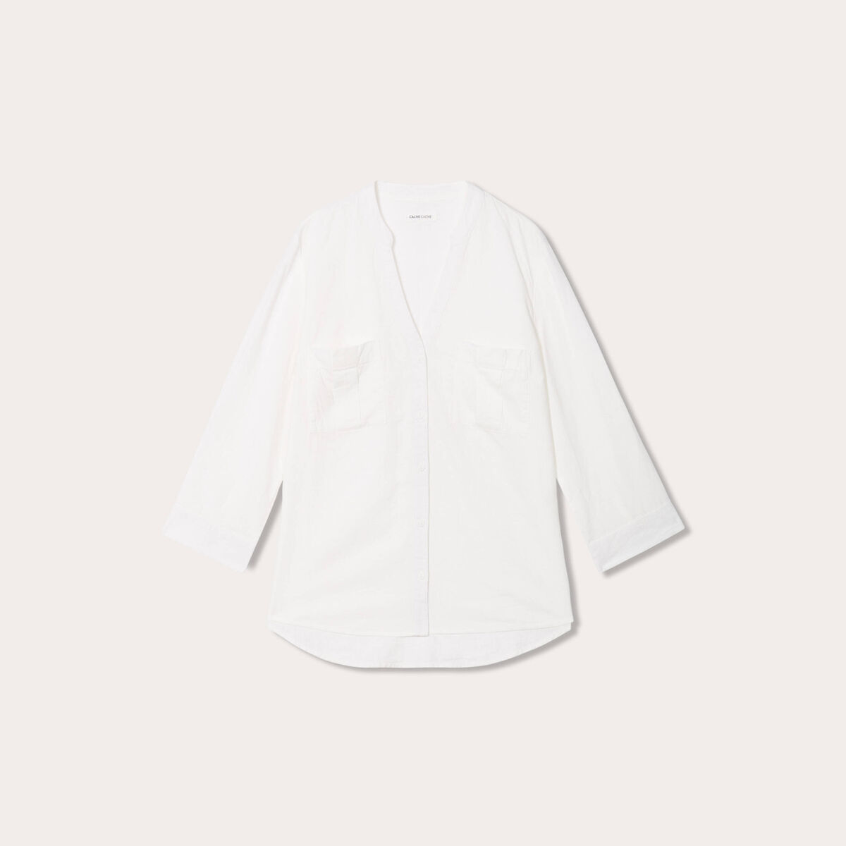 Chemise manches 3/4 contenant du lin ecru femme