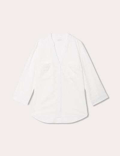 Chemise manches 3/4 contenant du lin ecru femme