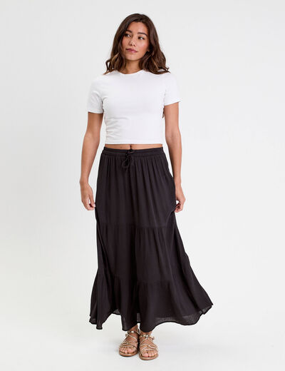Jupe longue évasée noir femme