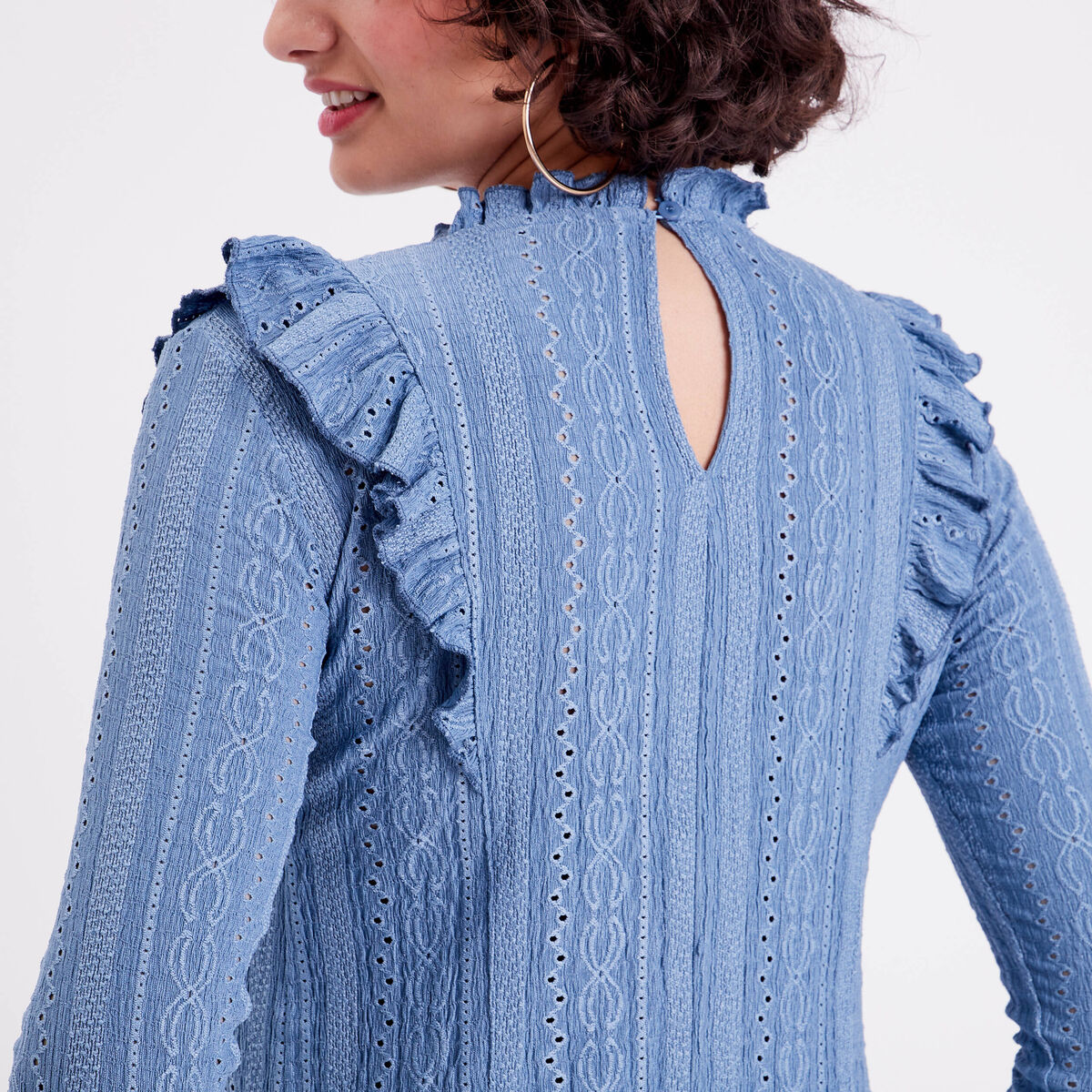 Blouse manches longues bleu clair femme
