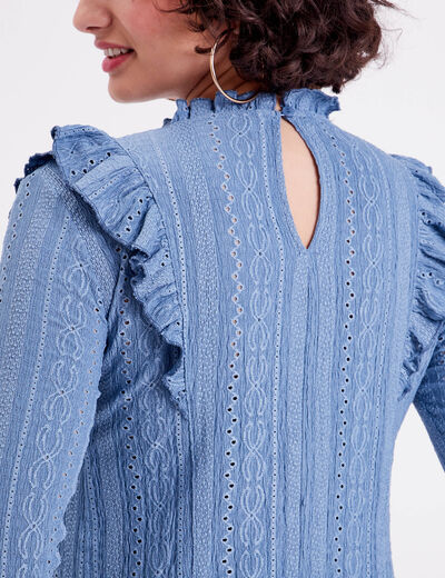 Blouse manches longues bleu clair femme
