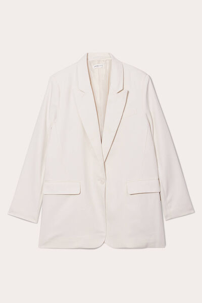 Veste blazer droite ivoire femme