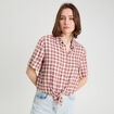 Chemise manches courtes nouée rose femme