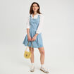 Robe chasuble trapèze en jean denim bleach femme