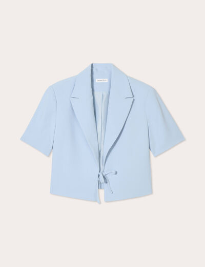 Veste blazer manches courtes bleu clair femme